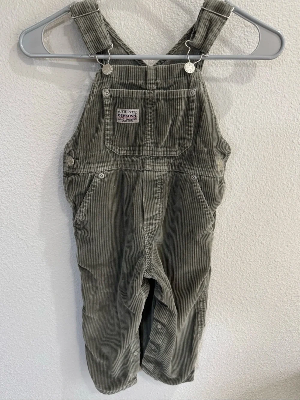 Vintage AUTHENTIC OSHKOSH B'gosh Kids Overalls, Green Corduroy 3T
